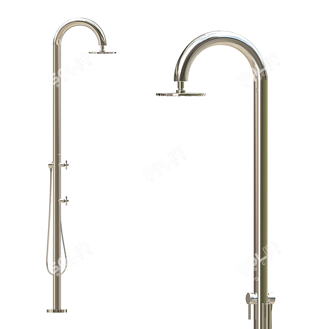 Marine-Grade Steel Outdoor Shower 3D model image 1