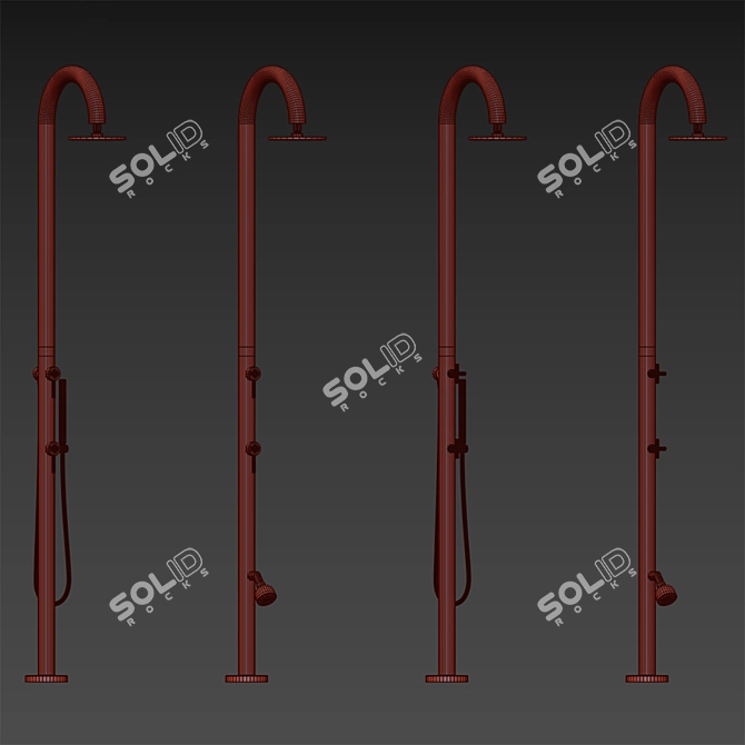 Marine-Grade Steel Outdoor Shower 3D model image 5