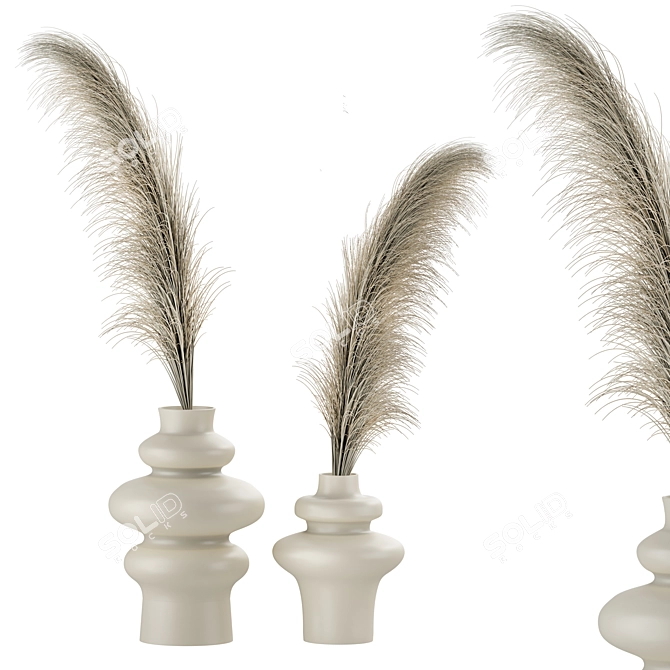 Boho Pampas Plant Vase Set 3D model image 1