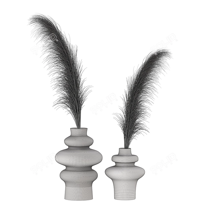 Boho Pampas Plant Vase Set 3D model image 3