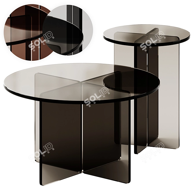 Pastill Iris Glass Tables Set 3D model image 1