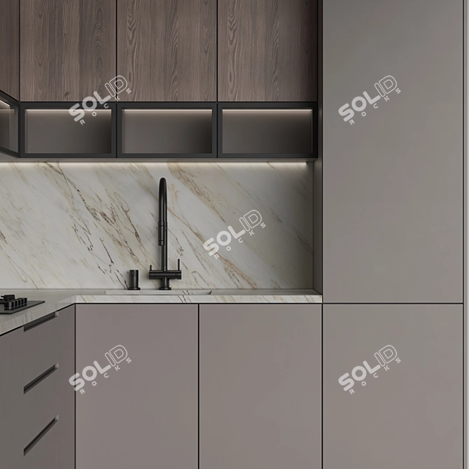 Modern Kitchen 159 with Appliances 3D model image 2