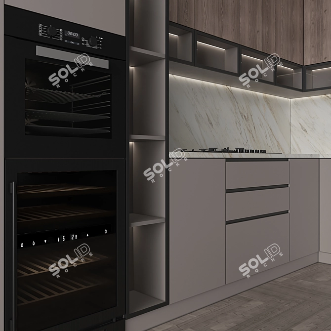 Modern Kitchen 159 with Appliances 3D model image 4