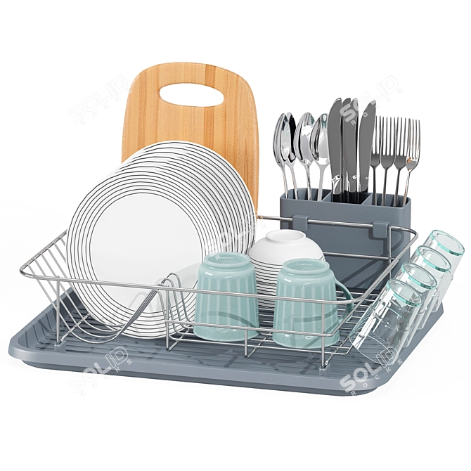 Kingrack Rubber Dish Rack Tray 3D model image 1