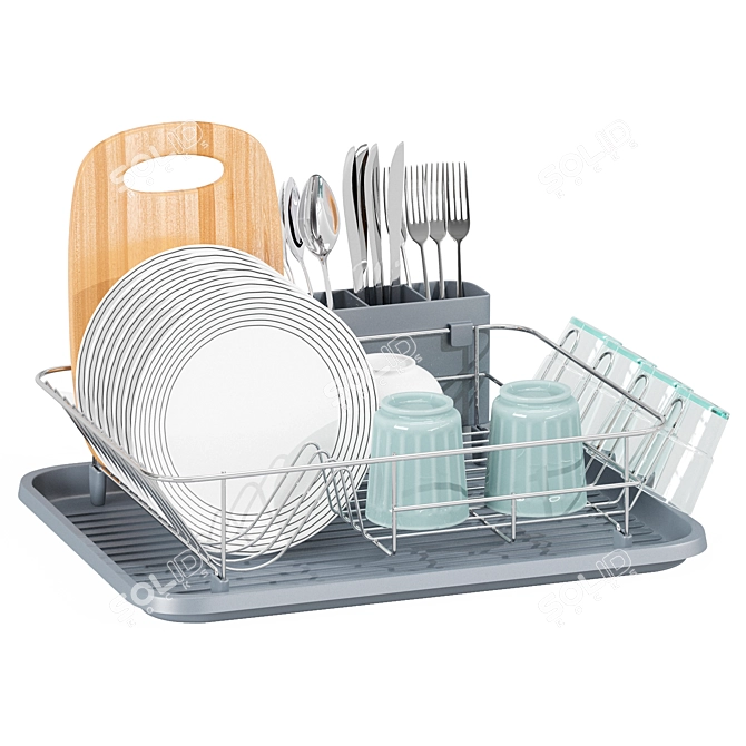 Kingrack Rubber Dish Rack Tray 3D model image 2