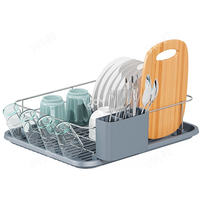 Kingrack Rubber Dish Rack Tray 3D model image 3