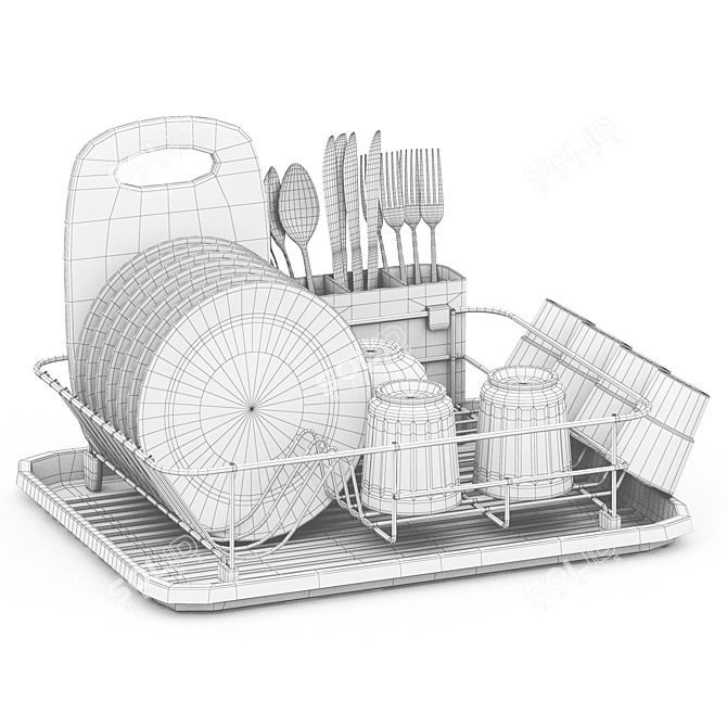 Kingrack Rubber Dish Rack Tray 3D model image 4