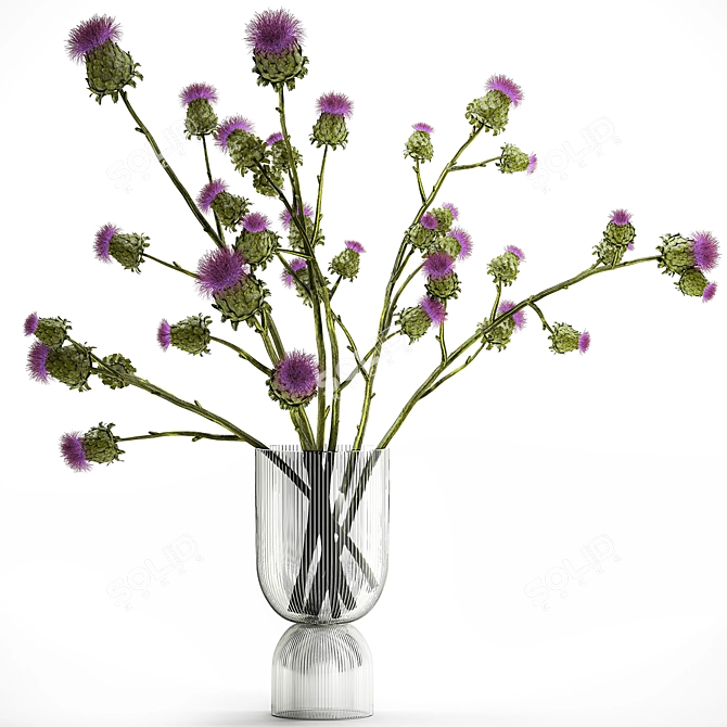 Thistle Thicket Greenery Bouquet 3D model image 5