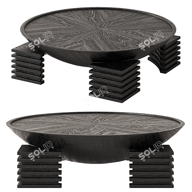  Ebonized Oak Dome Coffee Table 3D model image 1