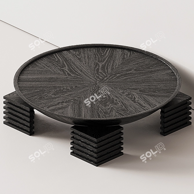  Ebonized Oak Dome Coffee Table 3D model image 2