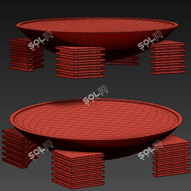  Ebonized Oak Dome Coffee Table 3D model image 4