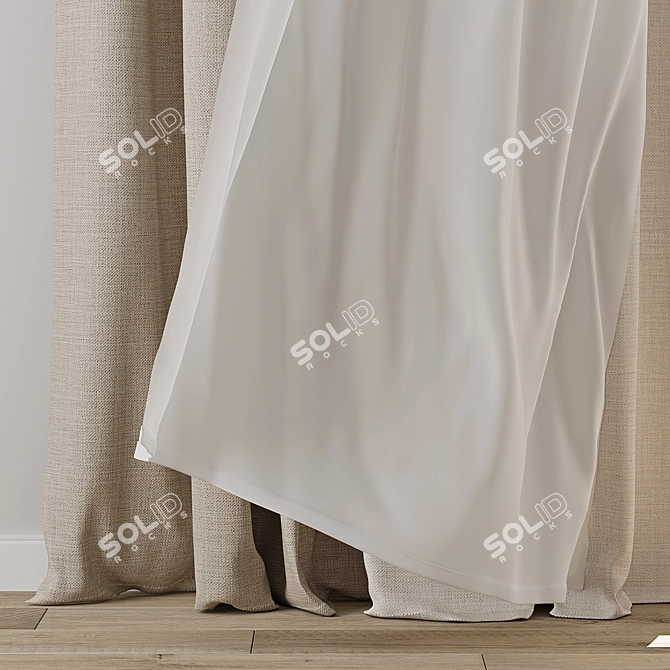  Breeze Effect Curtain 3D Model 3D model image 2