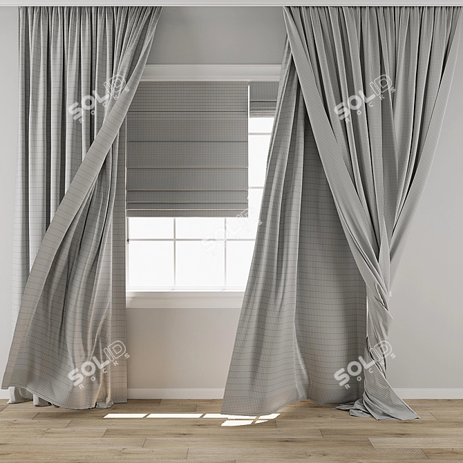  Breeze Effect Curtain 3D Model 3D model image 3