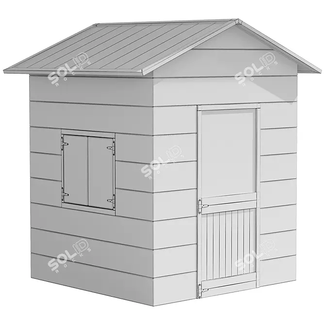 Wooden Playhouse for Kids Playground 3D model image 4