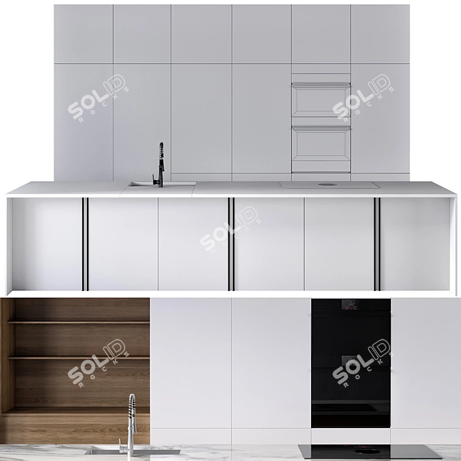 Modern Kitchen Set with Appliances 3D model image 6