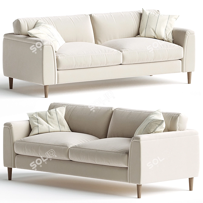 Elegant Reya 3-Seater Sofa 3D model image 1