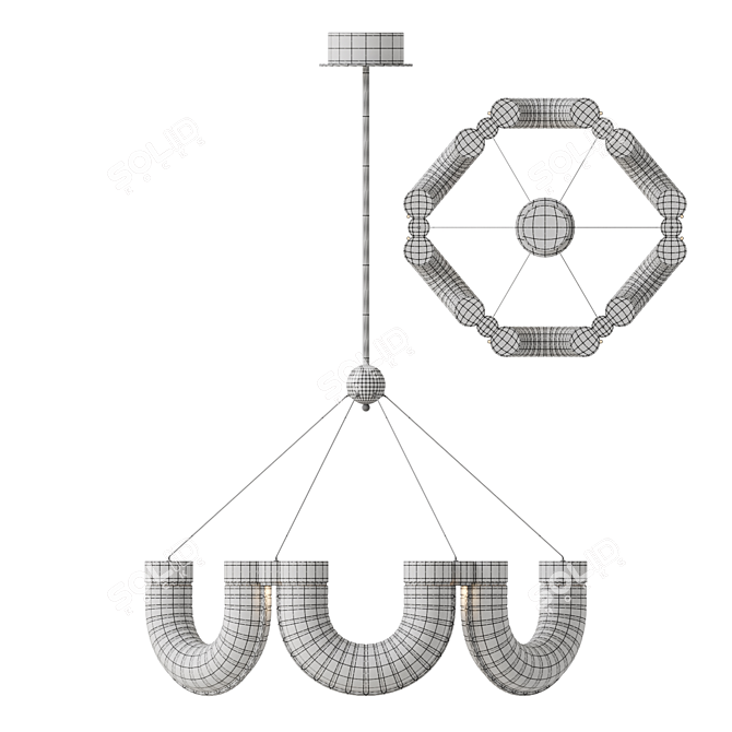 Venzel Chandelier Glass Shade 3D model image 4