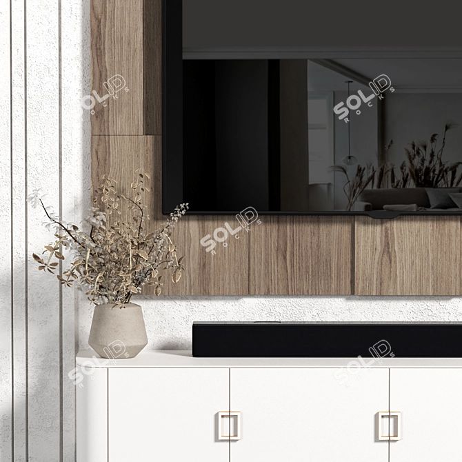 Modern Wood 4K TV Wall 3D model image 3