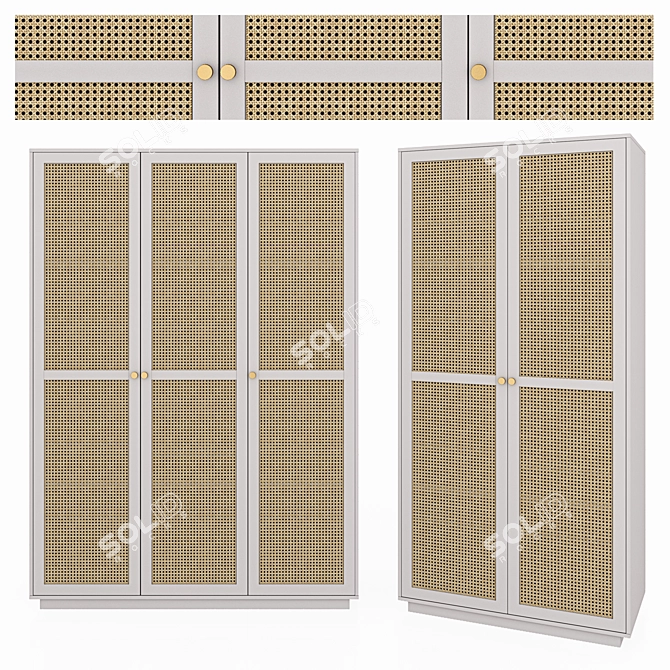 Paola Grey Wardrobe Set 3D model image 1