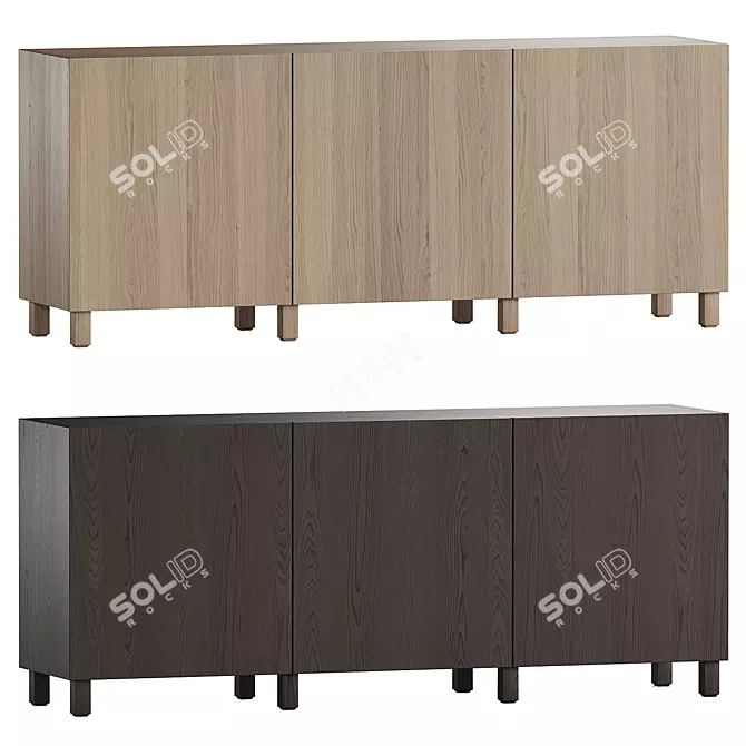 Walnut Bestå Storage Combination Cabinet 3D model image 1