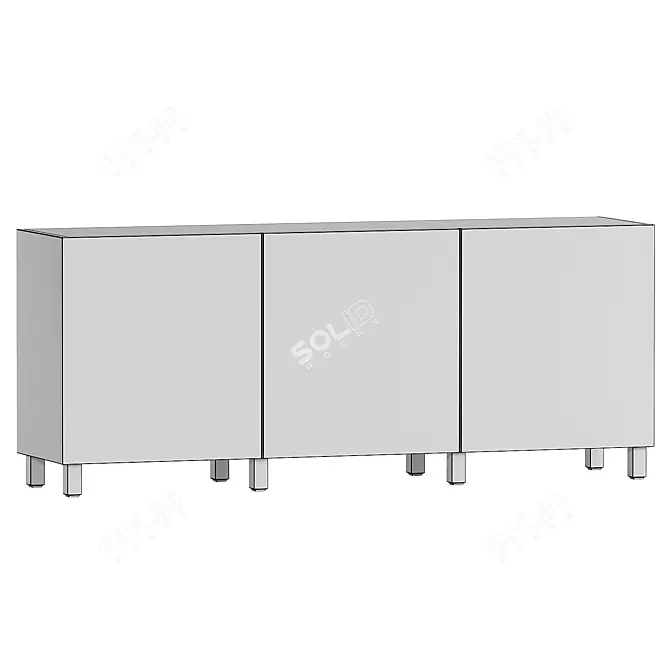 Walnut Bestå Storage Combination Cabinet 3D model image 2