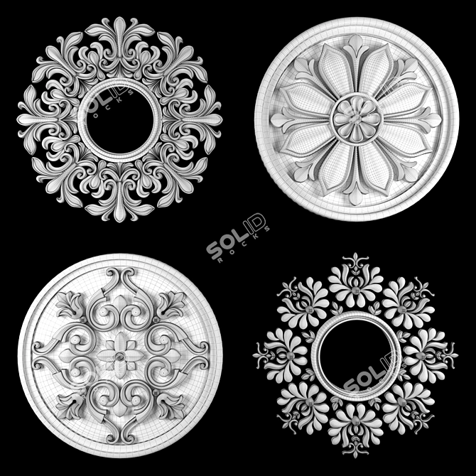 Luxury 3D Ornament Element Pack 3D model image 5