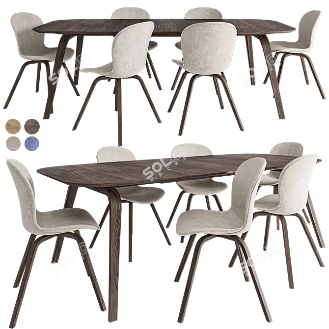 Modern Hauge Dining Set 3D model image 1