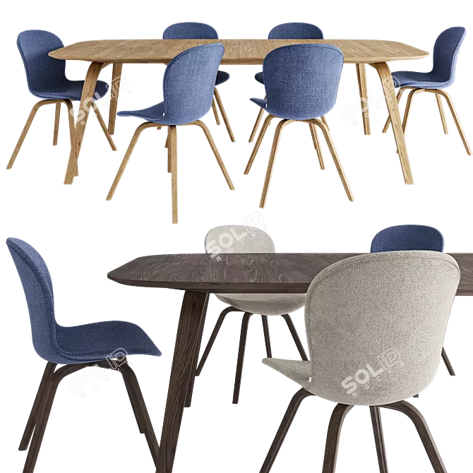 Modern Hauge Dining Set 3D model image 3