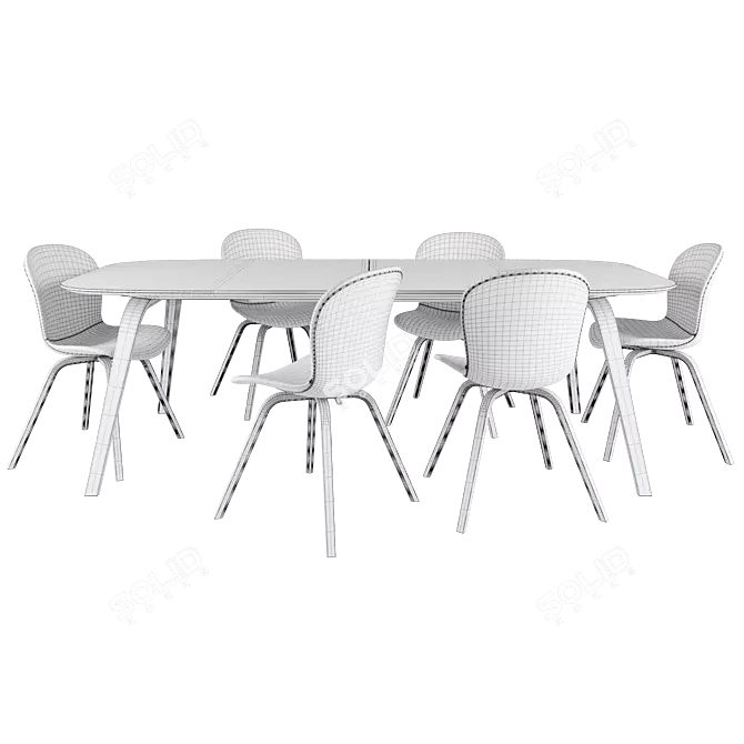 Modern Hauge Dining Set 3D model image 4