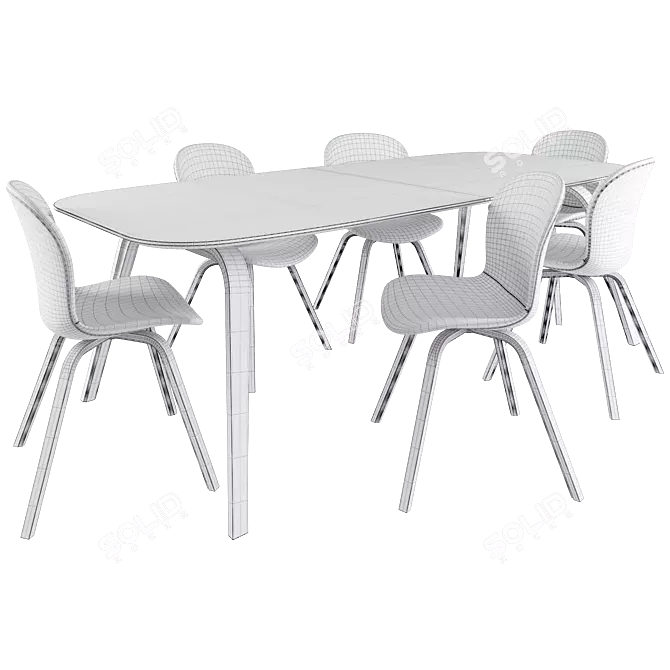 Modern Hauge Dining Set 3D model image 5