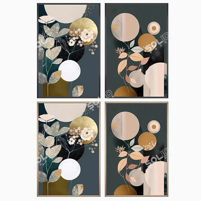 Modern Art Set with Frames 3D model image 2