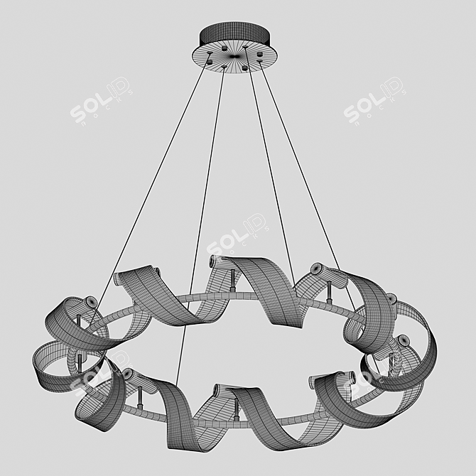 Modern Gold Pendant Chandelier 3D model image 2