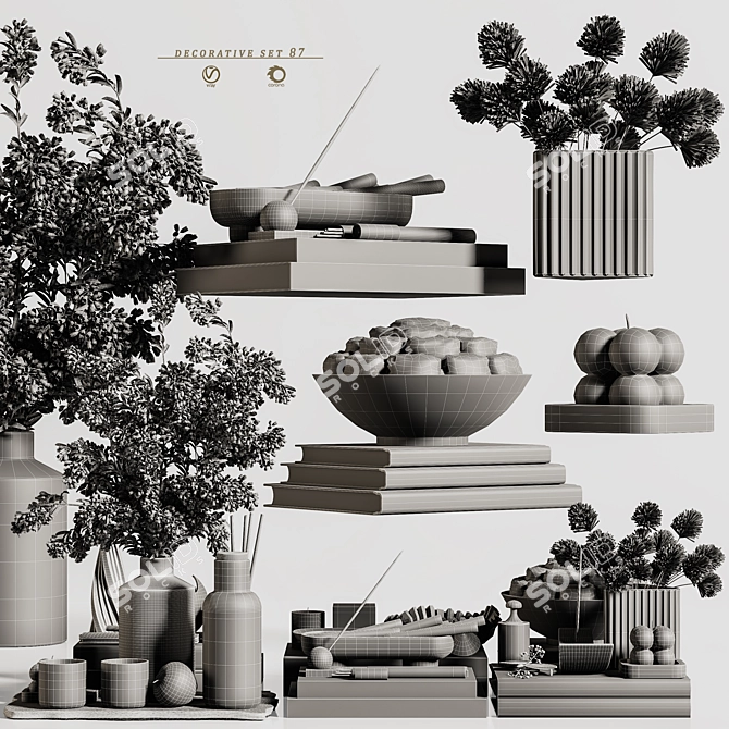 Elegant Decor Set for 3D 3D model image 8