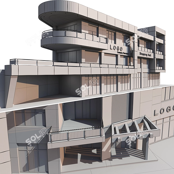 Dual-level Commercial Structure 3D model image 4