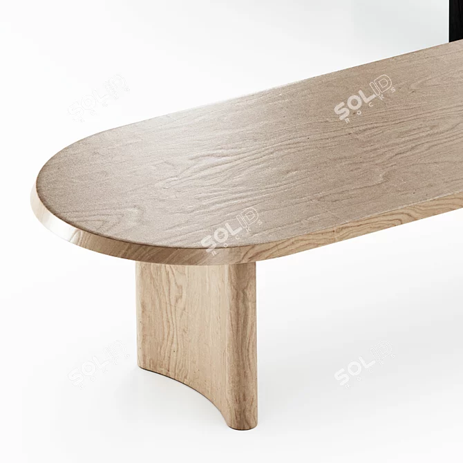 Luxury Ash Wood Dining Table 3D model image 3