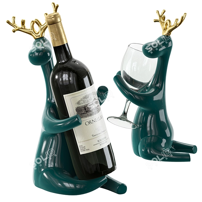 Ceramic Deer Wine Rack Stand 3D model image 1