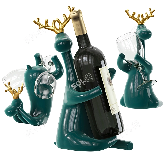 Ceramic Deer Wine Rack Stand 3D model image 2