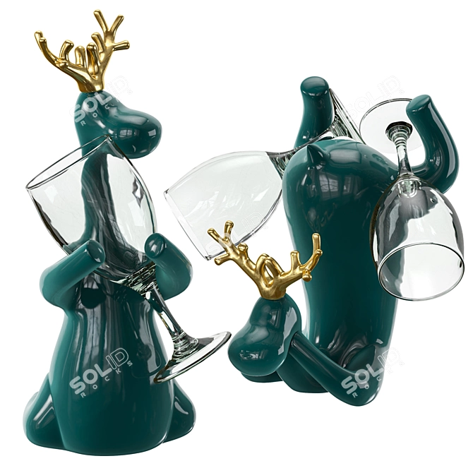 Ceramic Deer Wine Rack Stand 3D model image 3