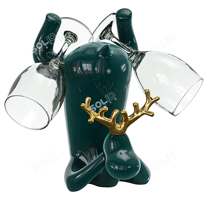 Ceramic Deer Wine Rack Stand 3D model image 4