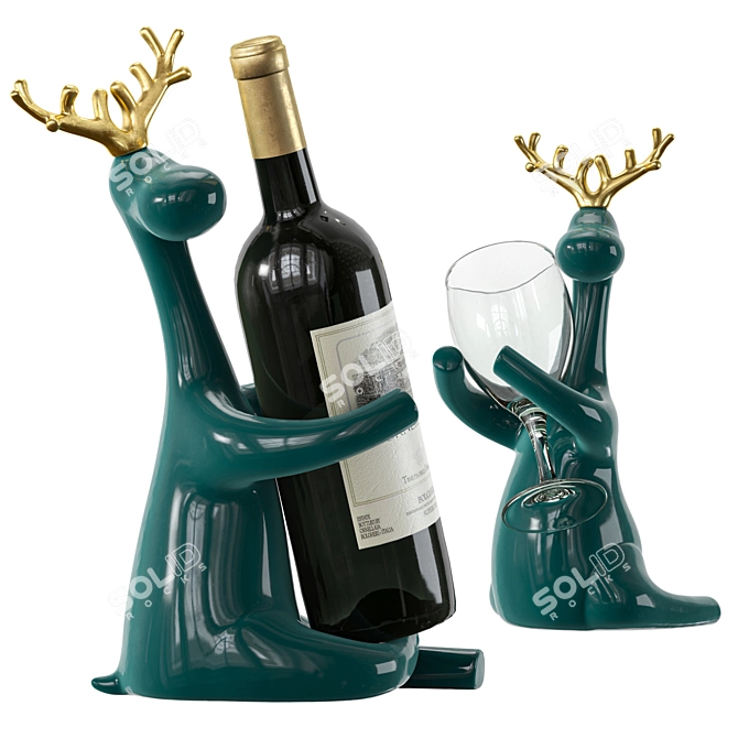 Ceramic Deer Wine Rack Stand 3D model image 5