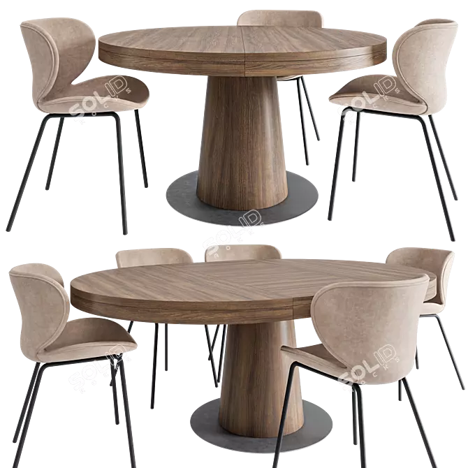 Elegant Granada Dining Set 3D model image 1