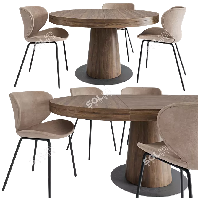 Elegant Granada Dining Set 3D model image 2