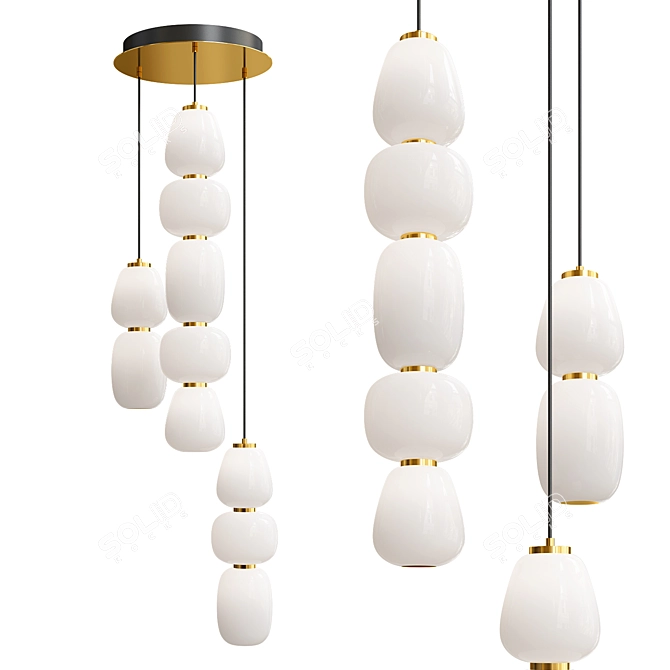 Modern LED Multi-Pendant Chandelier 3D model image 1