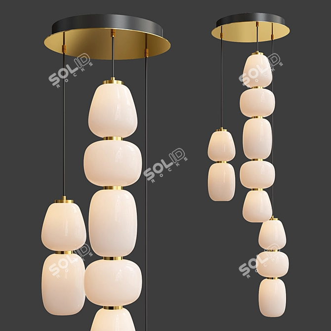 Modern LED Multi-Pendant Chandelier 3D model image 2