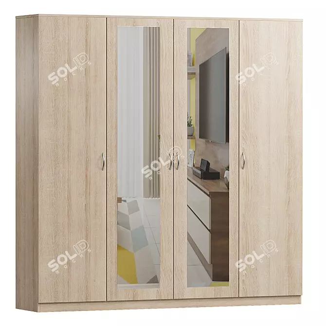 Light-4 Swing Door Wardrobe 3D model image 1