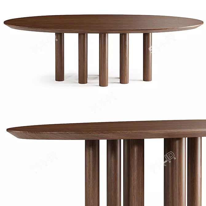 Contemporary Solid Oak Dining Table 3D model image 2