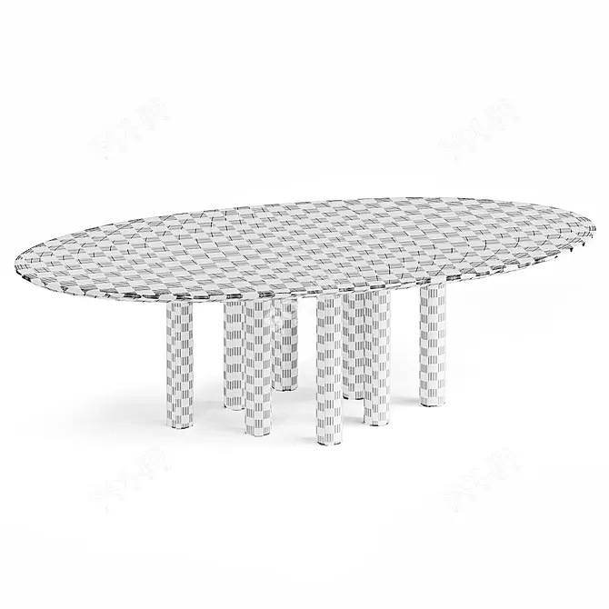 Contemporary Solid Oak Dining Table 3D model image 3