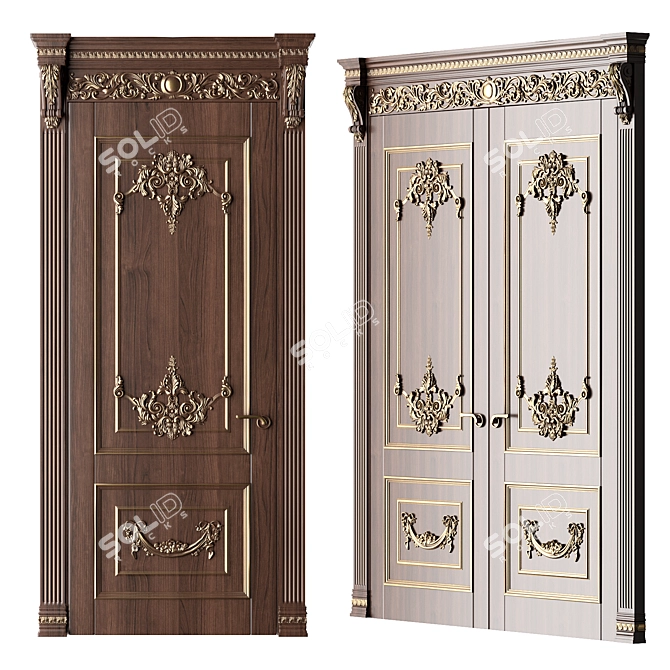 Baroque Style Classic Doors 3D model image 1