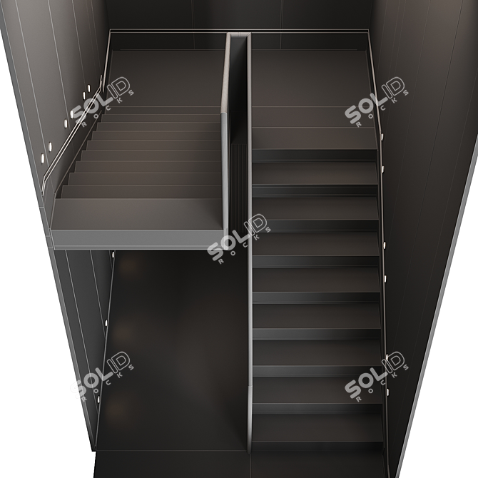 Modern Staircase with Railings 3D model image 6