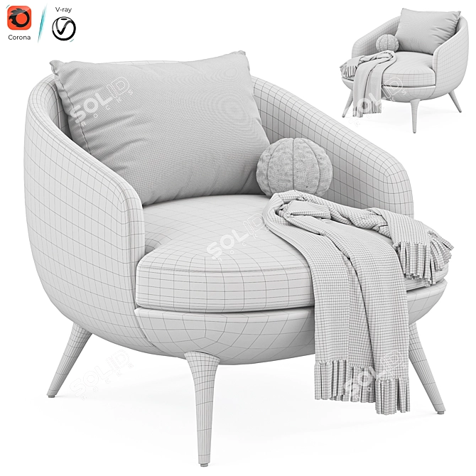 Luxury Raphael Armchair for Modern Homes 3D model image 7